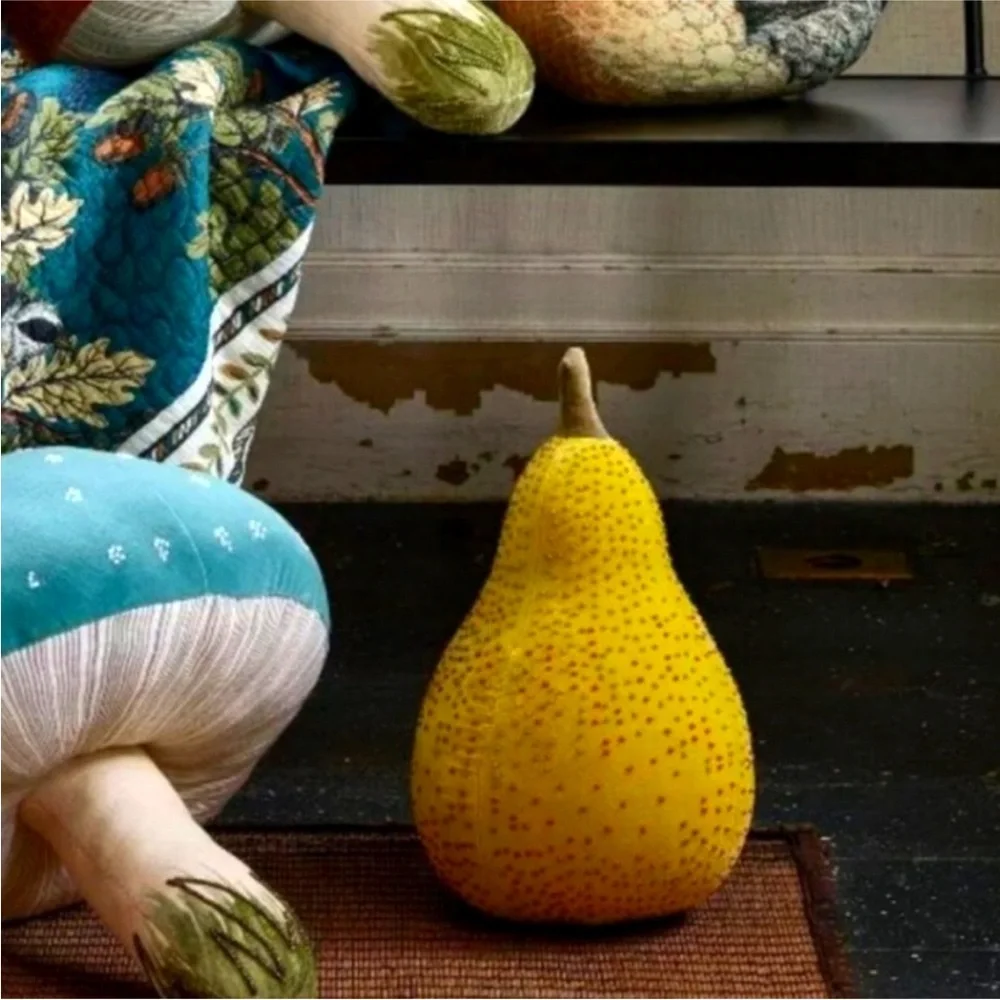 John‎ Derian Beaded Velvet Pear Novelty Plush Pillow Green Fruit- Target 14x8